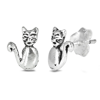 Silver Earrings - Cat