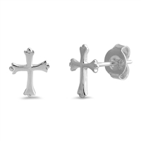 Silver Stud Earrings - Cross