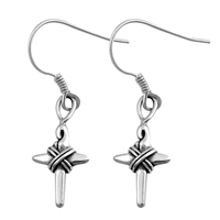 Silver Earrings - Cross