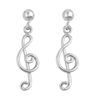 Silver Earrings - Music Note