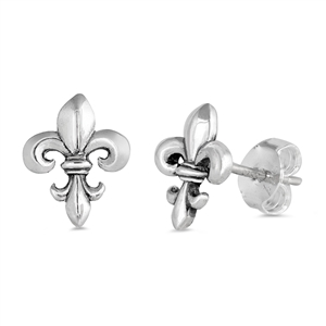 Silver Stud Earrings - Fleur de lis