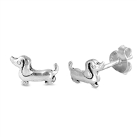 Silver Stud Earrings - Dachshund  Dog