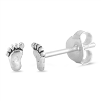 Silver Stud Earrings - Feet