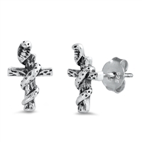 Silver Stud Earrings - Cross