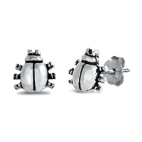 Silver Stud Earrings - Beetle