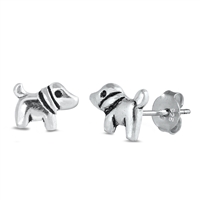 Silver Stud Earrings - Dog