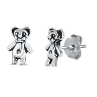 Silver Stud Earrings - Teddy Bear