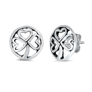 Silver Stud Earrings - Clover