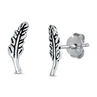 Silver Stud Earrings - Leaf