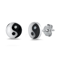 Silver Stud Earrings - Yin Yang