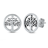 Silver Stud Earrings - Tree of Life