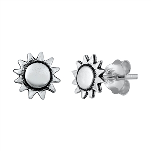 Silver Stud Earrings - Sun