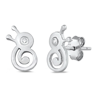 Silver Earrings with CZ - Snail