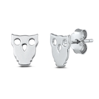 Silver Earrings with CZ - Owl