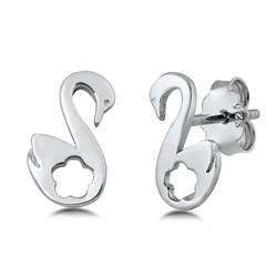 Silver Earrings with CZ - Swan