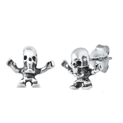 Silver Stud Earrings - Skull