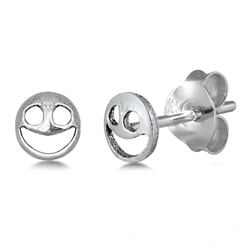 Silver Earrings - Smiley Face