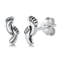 Silver Earrings - Feet