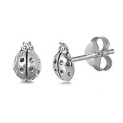 Silver Earrings - Ladybug