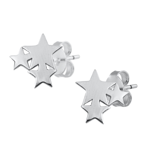 Silver Stud Earrings - Stars