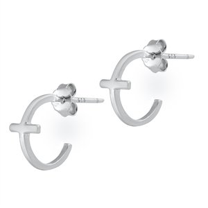 Silver Stud Earrings - Hoop Cross
