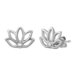Silver Stud Earrings - Lotus