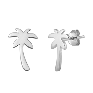 Silver Stud Earrings - Palm Tree