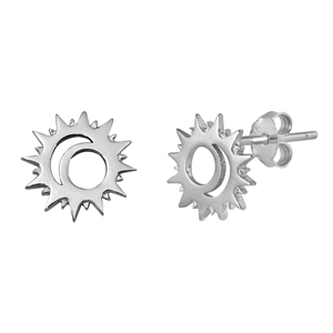 Silver Stud Earrings - Sun & Moon