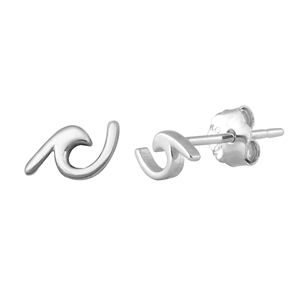 Silver Stud Earrings - Wave