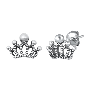 Silver Stud Earrings - Crown