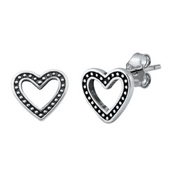 Silver Stud Earrings - Heart