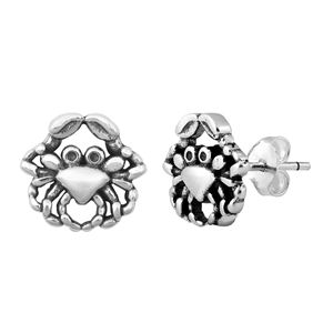 Silver Stud Earrings - Crab