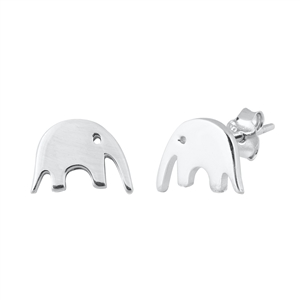 Silver Stud Earrings - Elephant