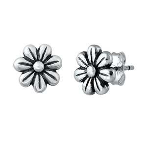 Silver Stud Earrings - Flowers