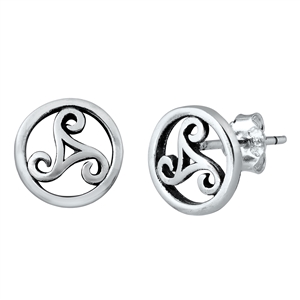 Silver Stud Earrings - Triskelion