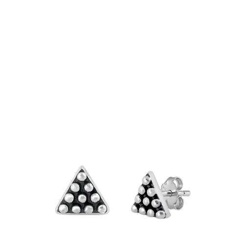 Silver Stud Earrings - Bali Triangle