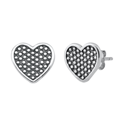 Silver Stud Earrings - Heart