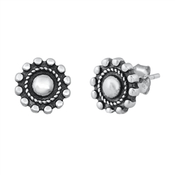 Silver Stud Earrings - Bali Style