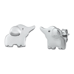 Silver Stud Earrings - Elephant