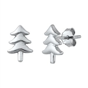 Silver Stud Earrings - Christmas Tree