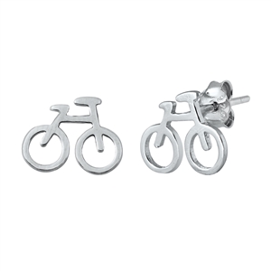 Silver Stud Earrings - Bicycle