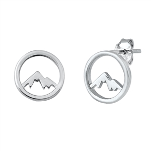 Silver Stud Earrings - Mountain