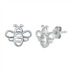 Silver Stud Earrings - Bee