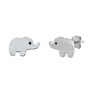 Silver Stud Earrings - Elephant