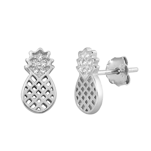Silver Stud Earrings - Pineapple