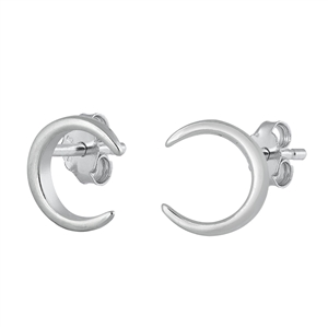 Silver Stud Earrings - Crescent Moon