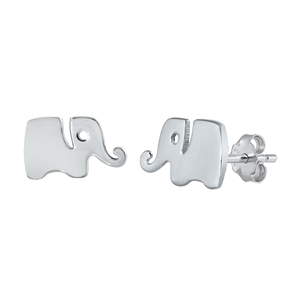 Silver Stud Earrings - Elephant