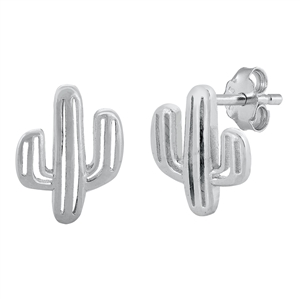 Silver CZ Earrings - Cactus