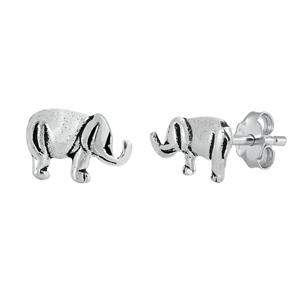 Silver Stud Earrings - Elephant