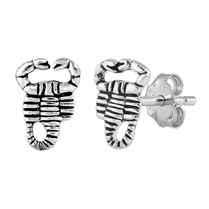 Silver Stud Earrings - Scorpion